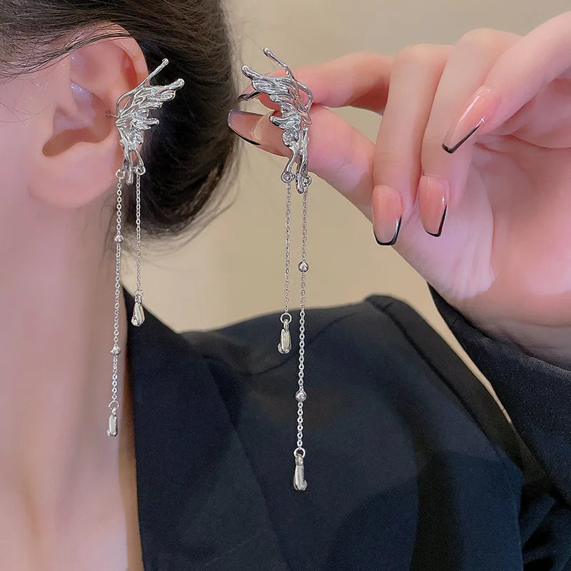 Boucles d'oreilles à clip élégantes en zircon et papillon elfe