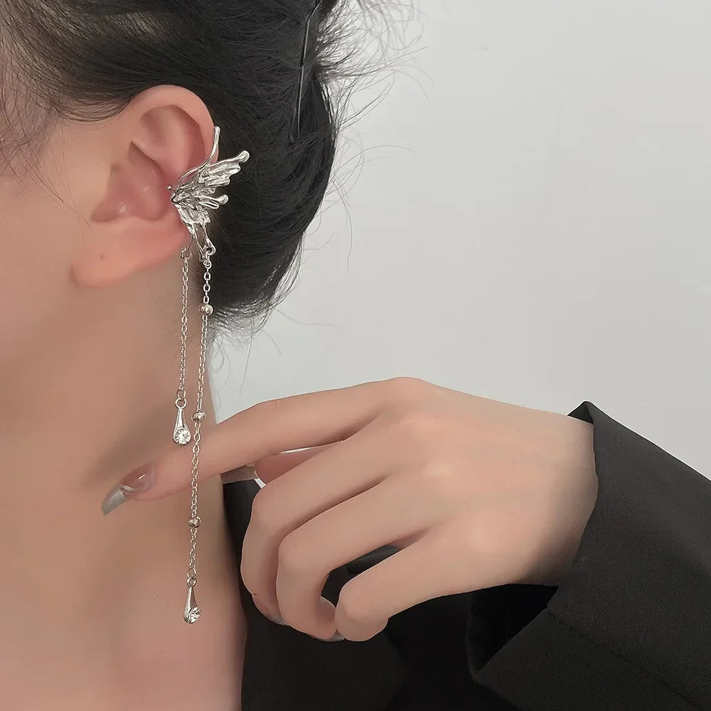 Boucles d'oreilles à clip élégantes en zircon et papillon elfe