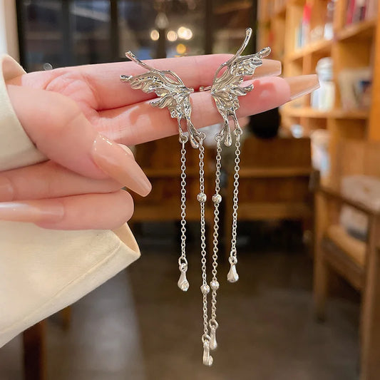 Boucles d'oreilles à clip élégantes en zircon et papillon elfe